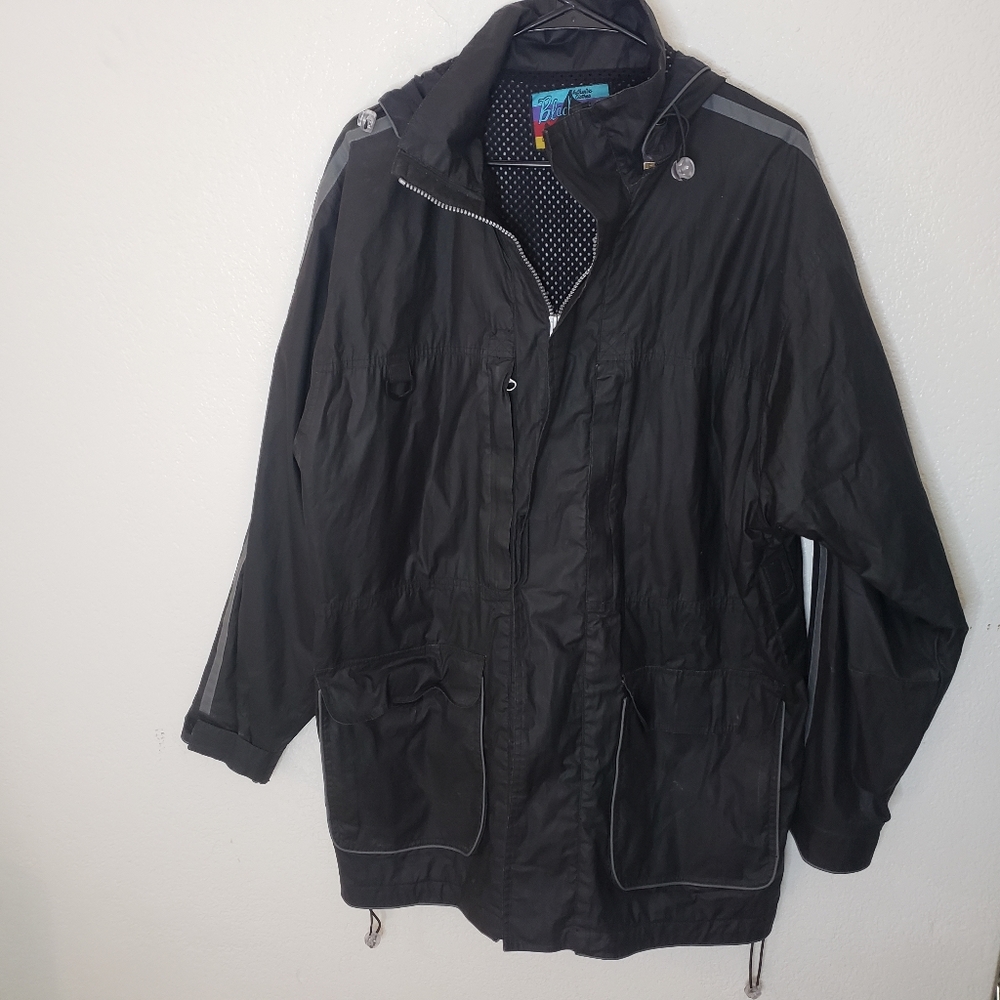 Vintage Black Canyon Colorado Lined Hooded Rain Jacket 5 Pocket Mens Large